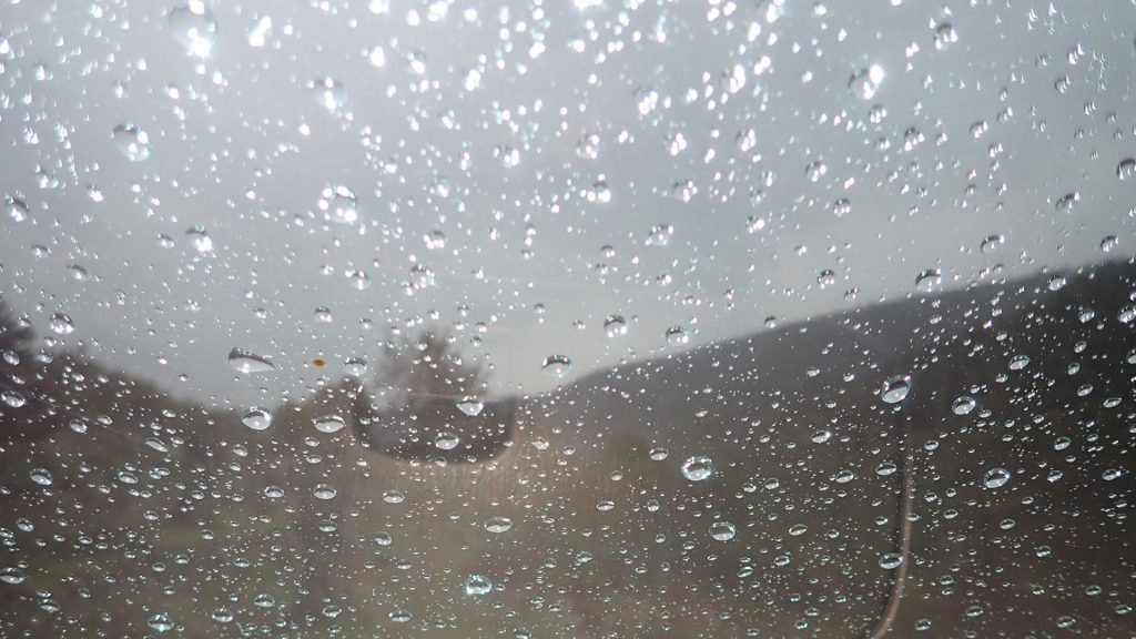Slight rain on a car window
